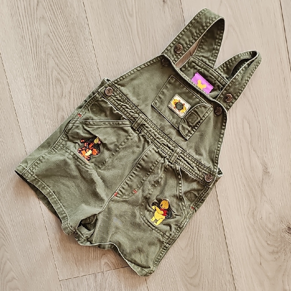 Vintage‎ Winnie The Pooh Safari Pooh & Tigger Green Shortalls, 24 Months